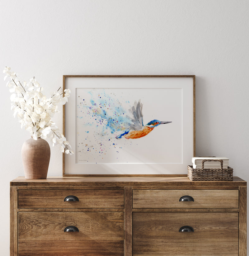 Kingfisher Watercolour Painting - 'Keegan' 17" x 12"