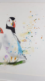 Puffins Watercolour Painting - 'Clowns Of The Sea' 17" x 12"