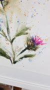 Bee On Thistle Watercolour Painting - 'In A Breeze' 17" x 12"