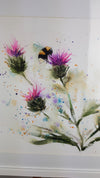 Bee On Thistle Watercolour Painting - 'In A Breeze' 17" x 12"