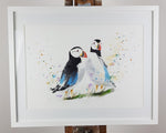 Puffins Watercolour Painting - 'Clowns Of The Sea' 17" x 12"