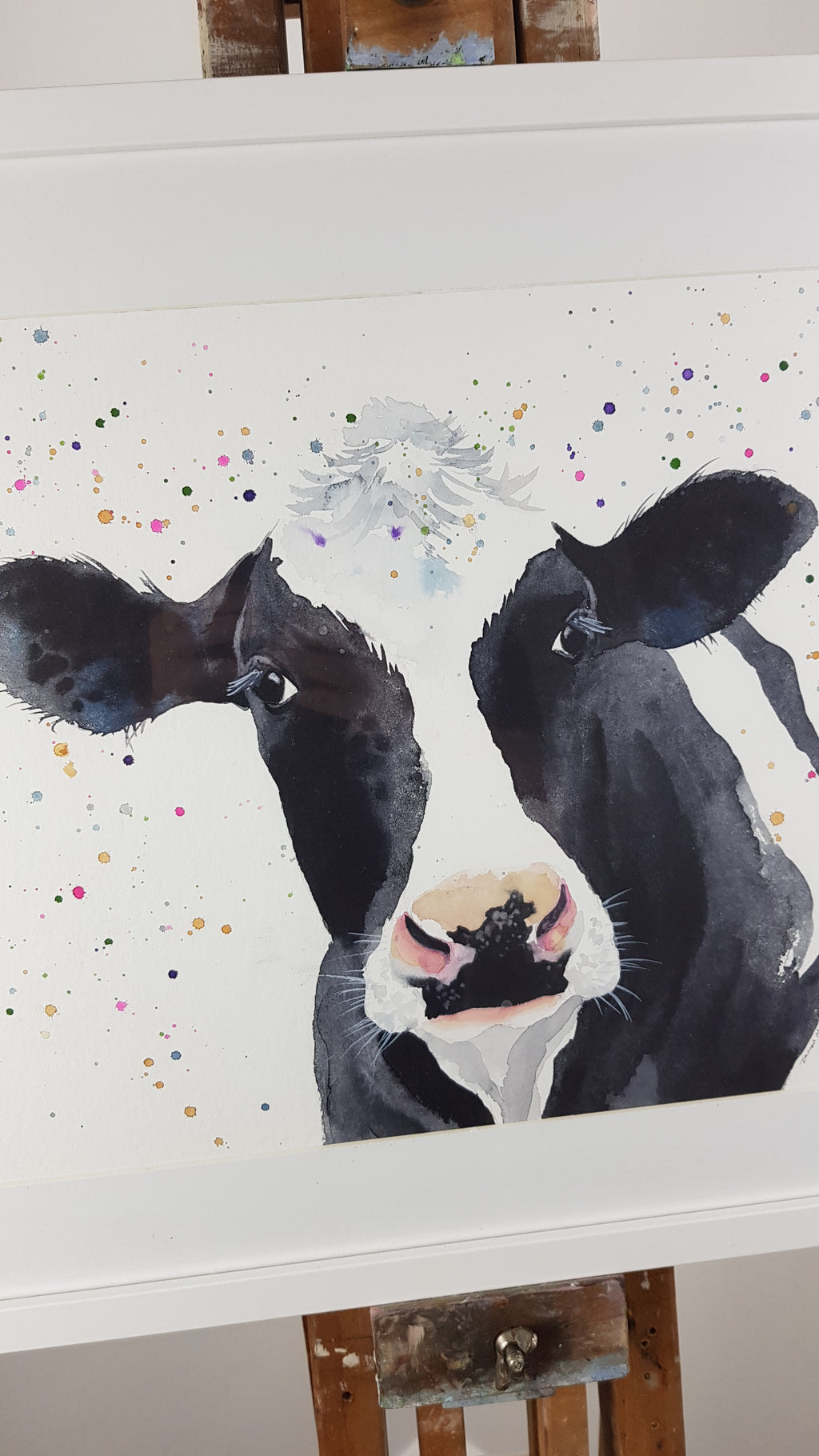 Dairy Cow Watercolour Painting - 'Shadow' 17" x 12"