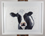 Dairy Cow Watercolour Painting - 'Shadow' 17" x 12"