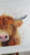 Highland Cow Watercolour Painting - 'Ginger' 17" x 12"