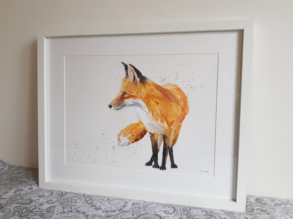 Original Fox Watercolour - 'Socks' 16.5" x 12" #2847 - SkinnyDaz Art, Design & Illustration