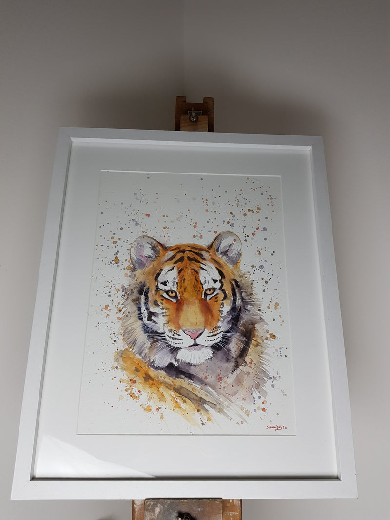 Original Tiger Watercolour 'Regale' - 16.5" x 12" #3015 - SkinnyDaz Art, Design & Illustration