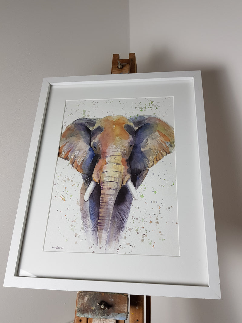 Original Elephant Watercolour 'Amos' - 16.5" x 12" #3023 - SkinnyDaz Art, Design & Illustration