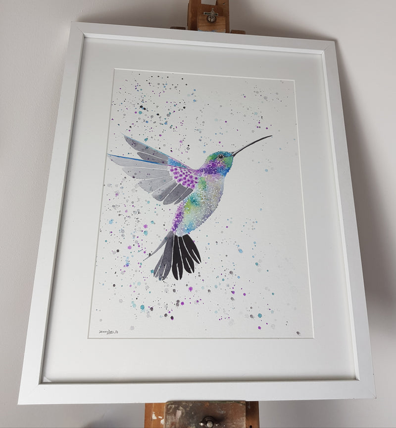Original Hummingbird Watercolour 'Sparkle' - 16.5" x 12" #3024 - SkinnyDaz Art, Design & Illustration