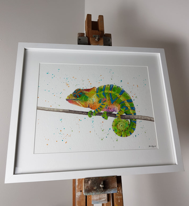 Original Chameleon Watercolour 'Skittles' - 16.5" x 12" #3025 - SkinnyDaz Art, Design & Illustration