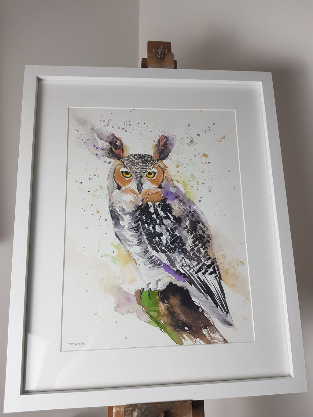 Owl Watercolour 'Oakley' - 16.5" x 12" #3041 - SkinnyDaz Art, Design & Illustration