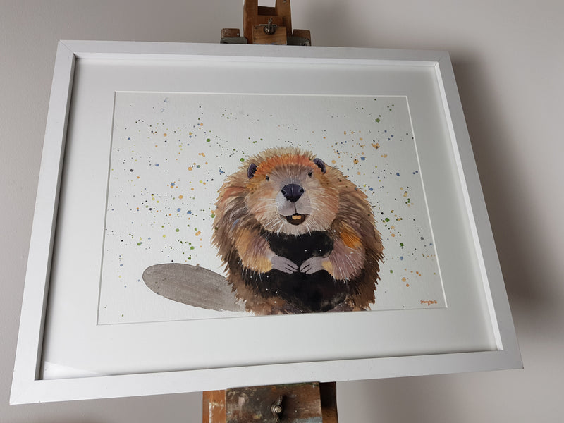 Beaver Watercolour 'Roland' - 16.5" x 12" #3042 - SkinnyDaz Art, Design & Illustration