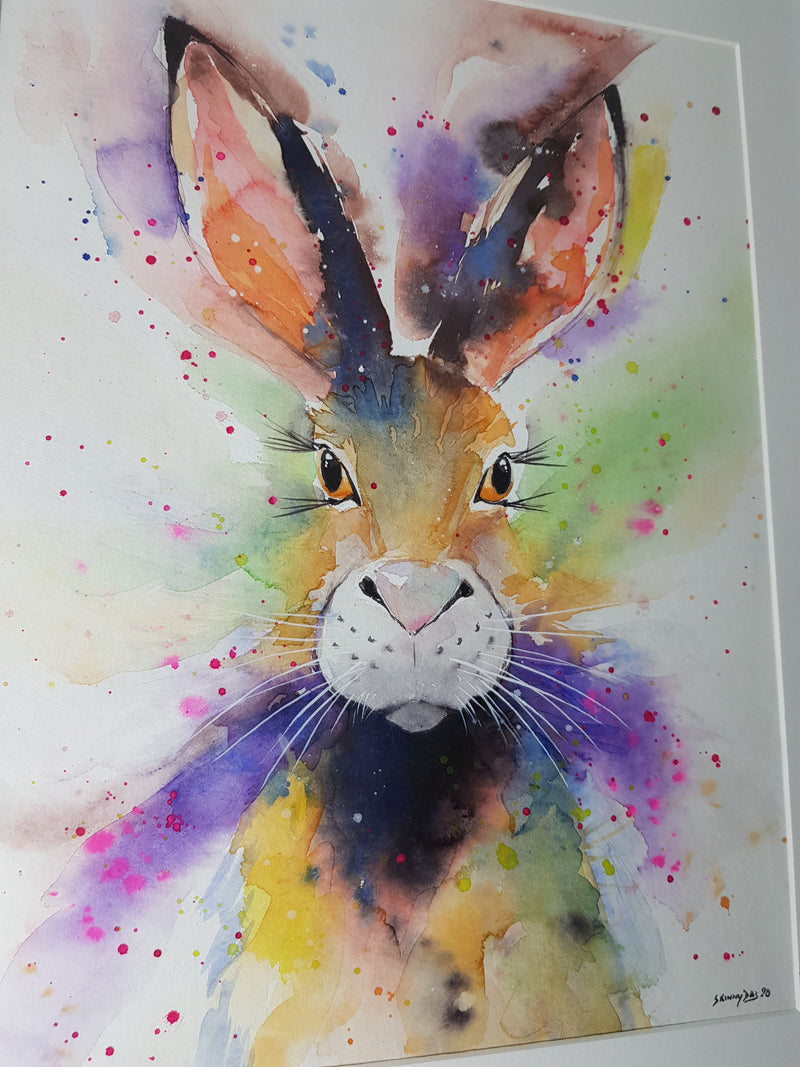 Hare Watercolour 'Violet' - 16.5" x 12" #3049 - SkinnyDaz Art, Design & Illustration