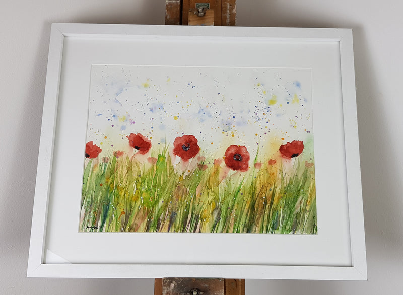 Poppies Watercolour 'Meadow Pride' - 16.5" x 12" #3068