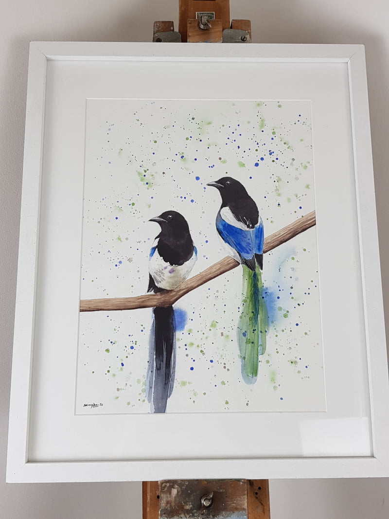 Magpies Watercolour 'Joy' - 16.5" x 12" #3097