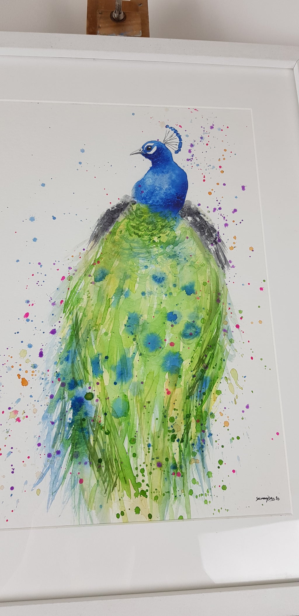 Peacock Watercolour - 'Pierre' 16.5" x 12" #3117