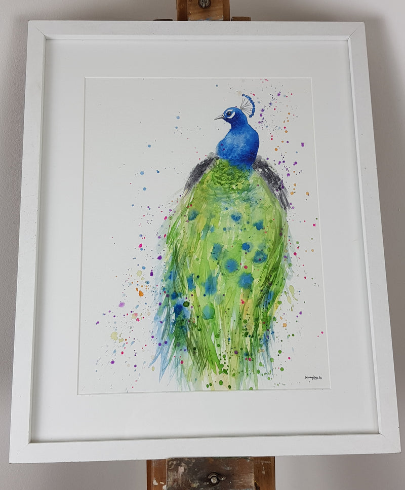 Peacock Watercolour - 'Pierre' 16.5" x 12" #3117