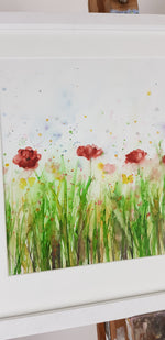 Poppies Watercolour - 'Blushing blooms' 17" x 12" #3237