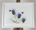 Bees and Thistles Watercolour - 'Purple Breeze' 17" x 12" #3239