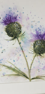 Bees and Thistles Watercolour - 'Purple Breeze' 17" x 12" #3239