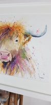 Highland Cow Watercolour - 'Joseph' 17" x 12" #3238