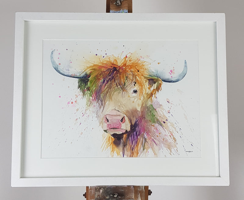 Highland Cow Watercolour - 'Joseph' 17" x 12" #3238