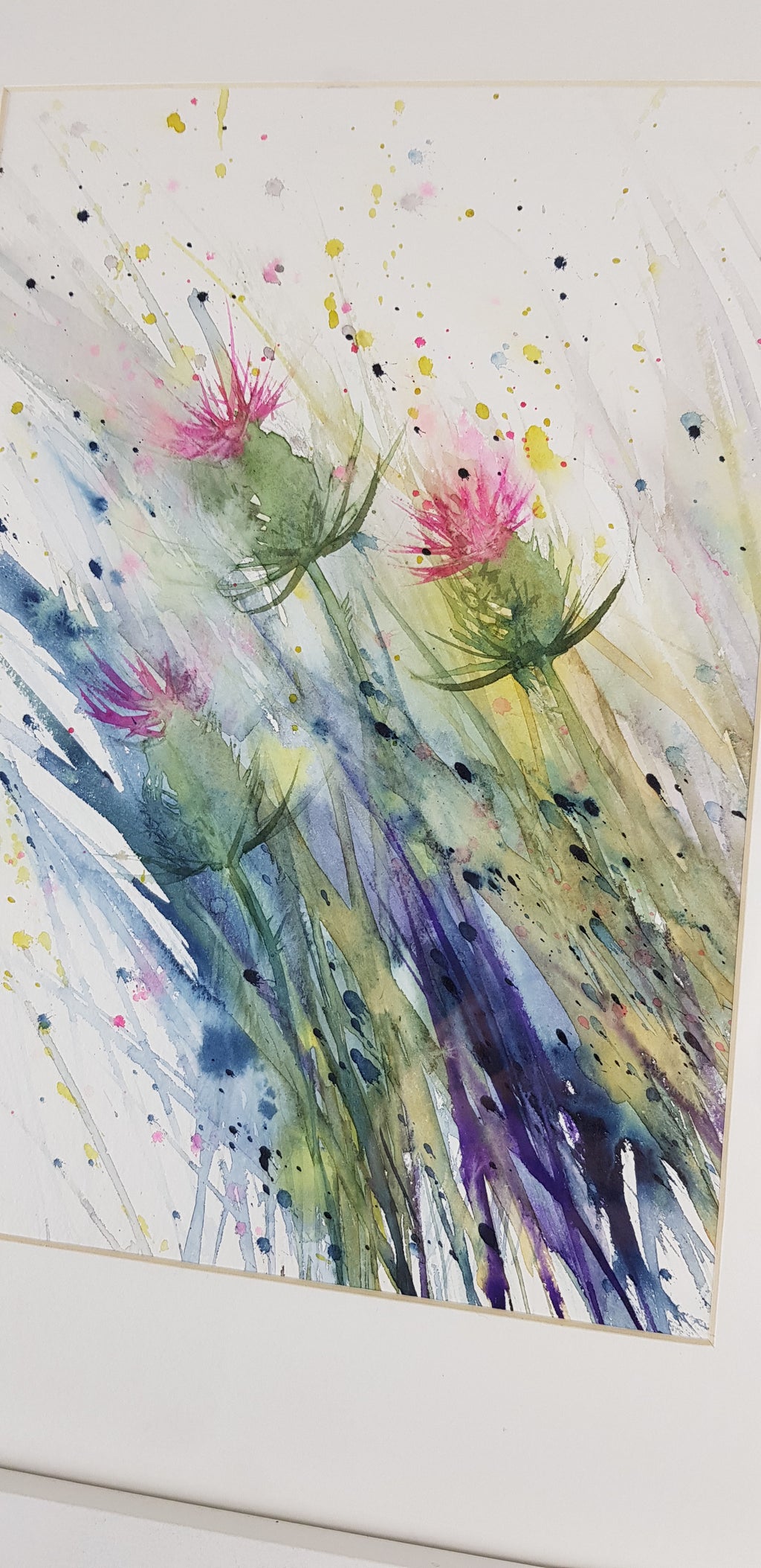 Thistles Watercolour - 'Thistles in a breeze' 12" x 9 (A4)" #3250