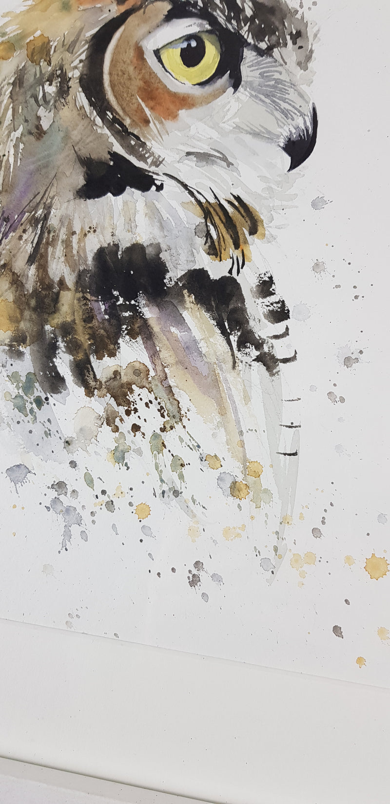 Horned Owl Watercolour - 'Oliver' 17" x 12" #3256