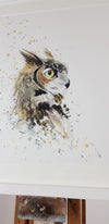 Horned Owl Watercolour - 'Oliver' 17" x 12" #3256