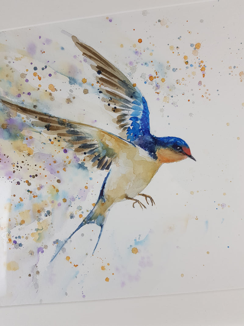 Swallow Watercolour - 'The joy of Spring' 17" x 12" #3269