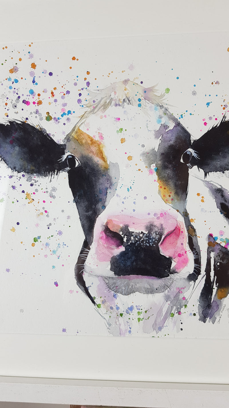 Cow Watercolour - 'Blackberry' 17" x 12" #3325