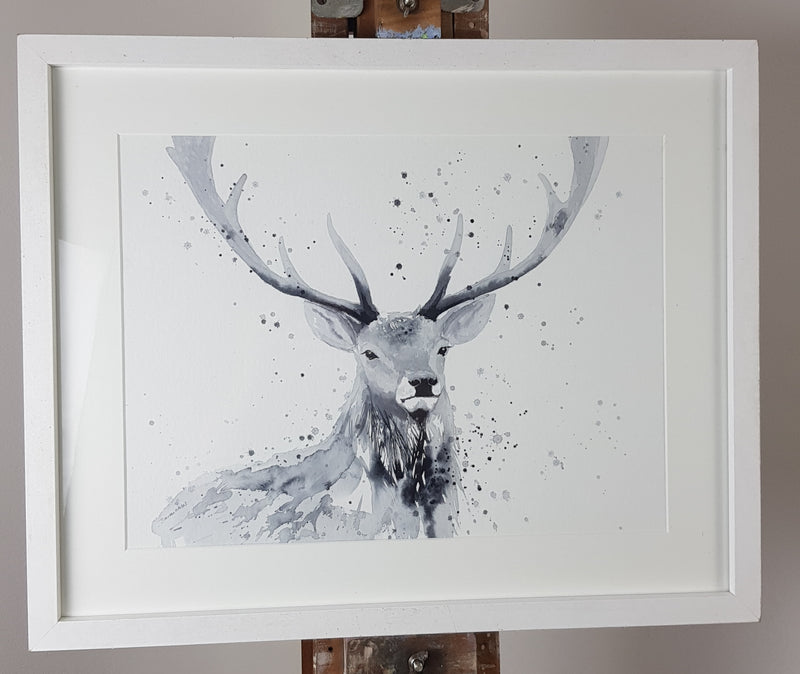 Stag Watercolour - 'Silver' 17" x 12" #3355