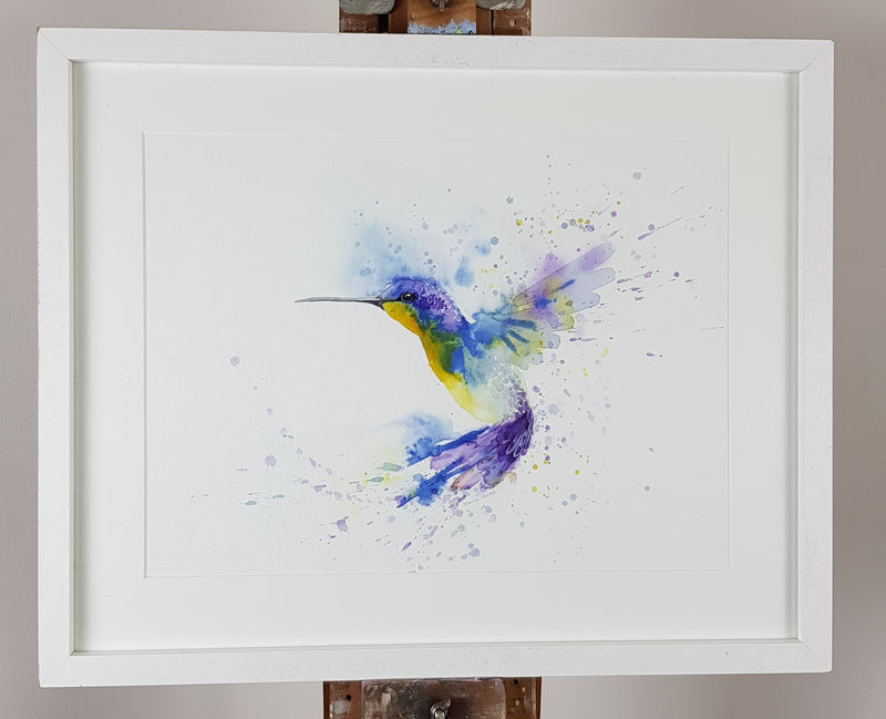 Hummingbird Watercolour - 'Bluey' 17" x 12" #3363