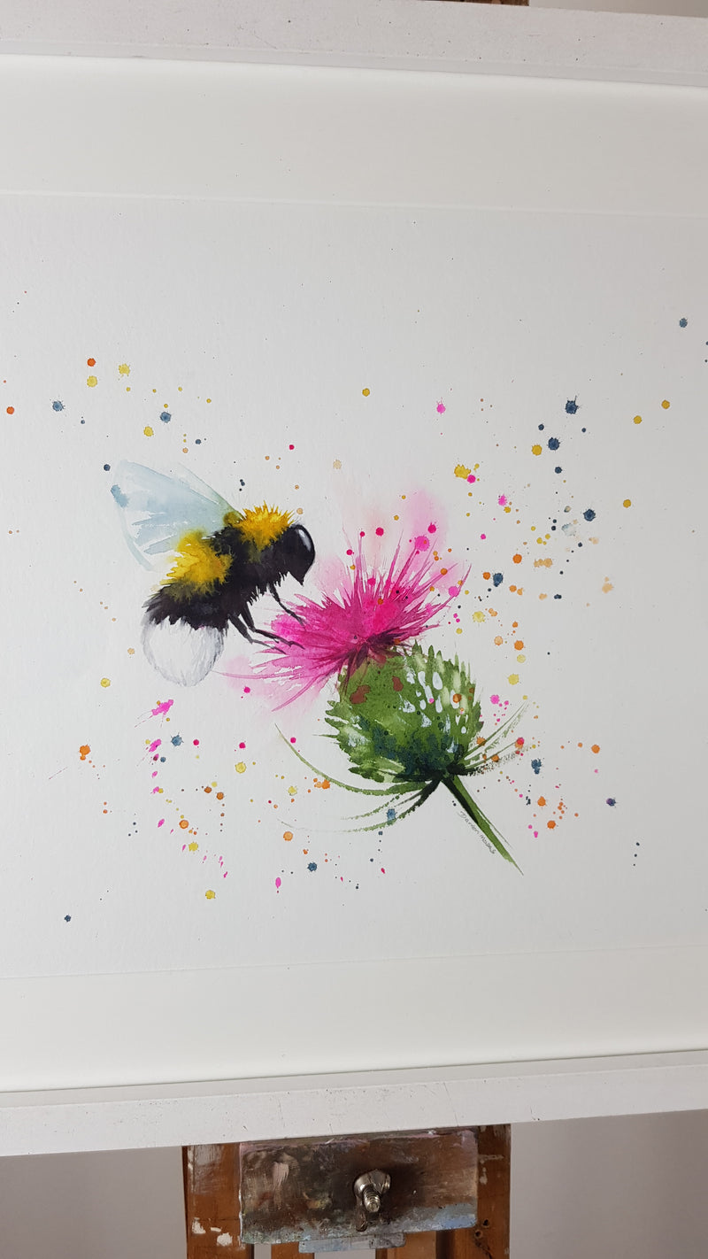 Bee & Thistle Watercolour - 'Benny Bee' 17" x 12" #3368