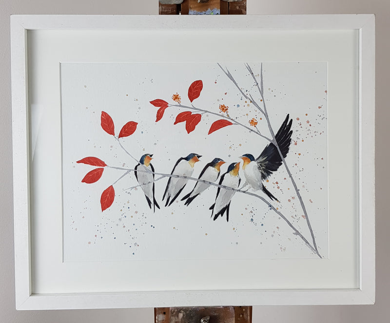 Swallows Watercolour - 'Hungry Horde 17" x 12" #3379