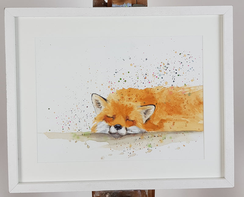 Fox Watercolour Painting - 'Snoozles' 17" x 12"