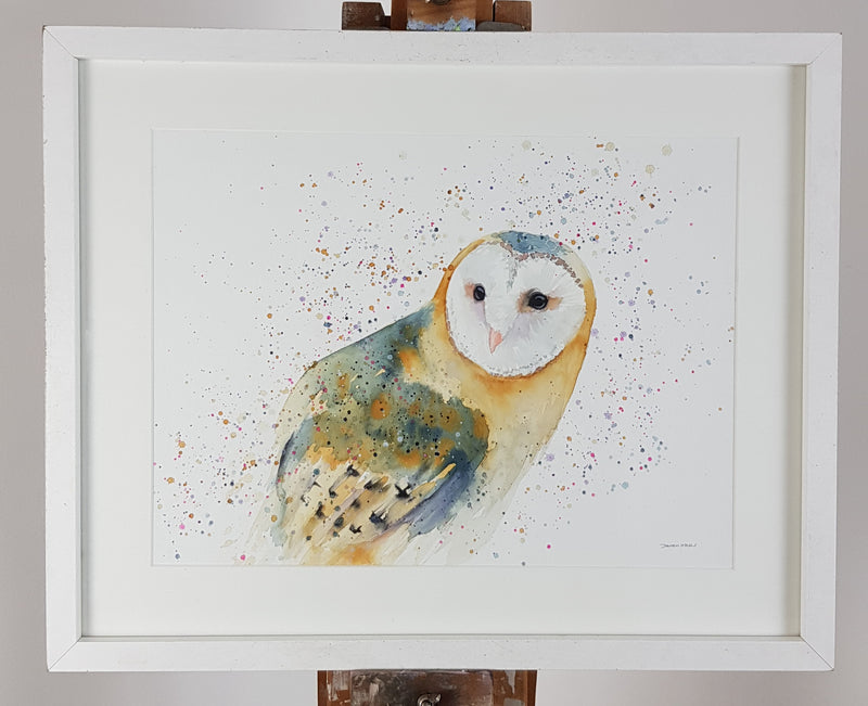 Owl Watercolour Painting - 'Barny' 17" x 12"