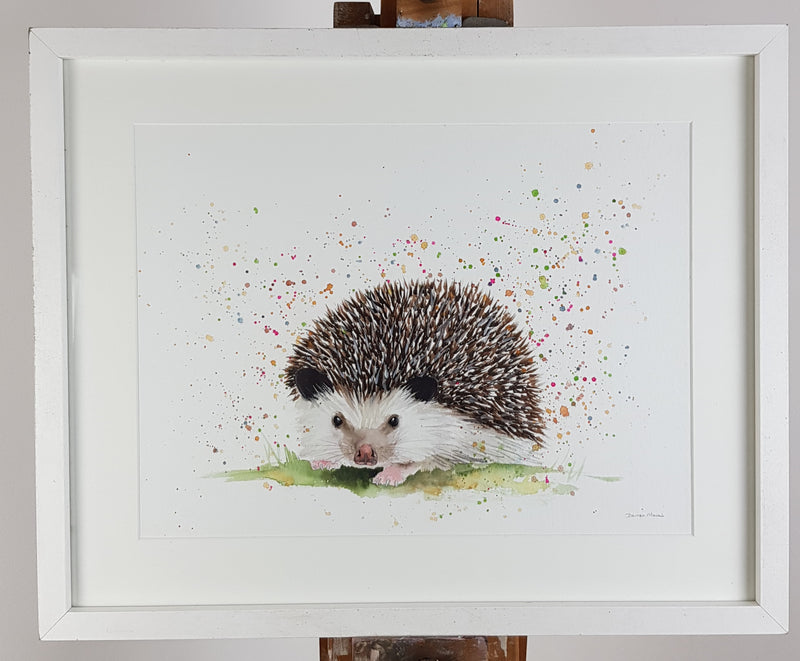 Hedgehog Watercolour Painting - 'Heidi' 17" x 12"