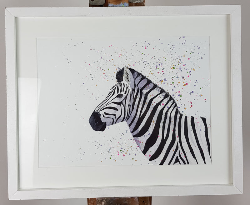 Zebra Watercolour Painting - 'Zebrina 17" x 12"