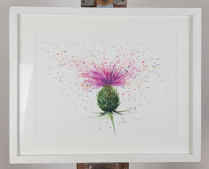 Thistle Watercolour Painting - 'Summer Pink' 17" x 12"