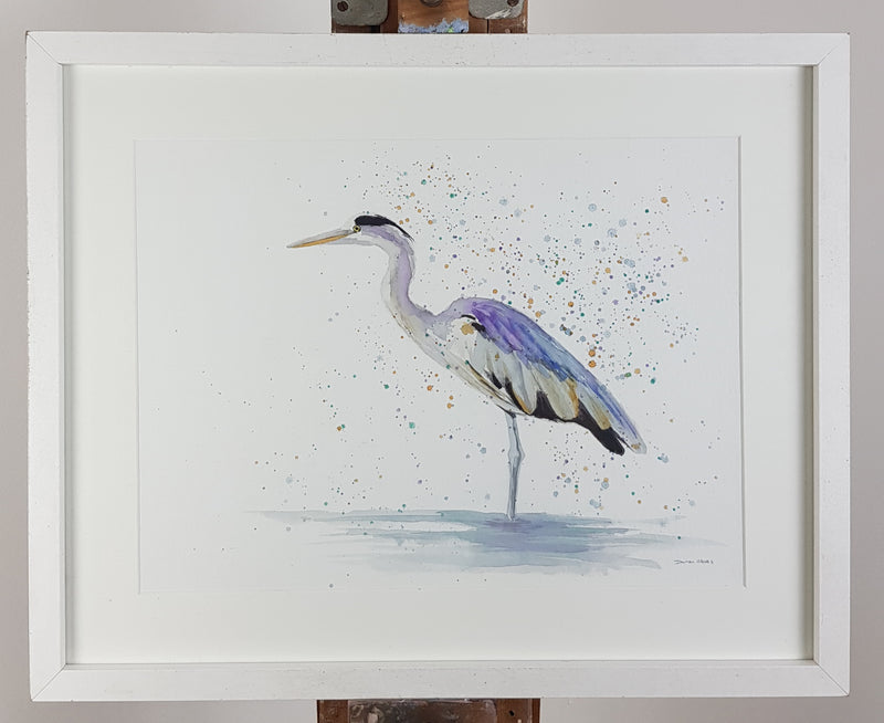 Heron Watercolour Painting - 'Hardy' 17" x 12"