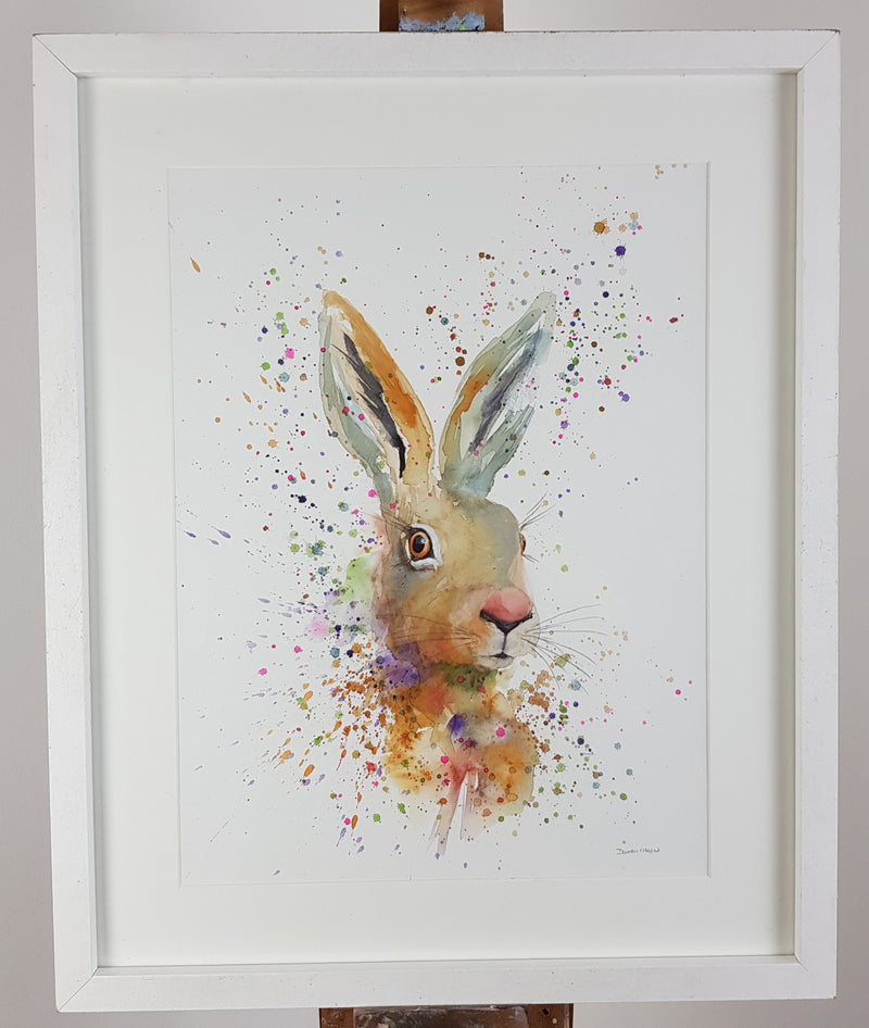 Hare Watercolour Painting - 'Rhubarb' 17" x 12"
