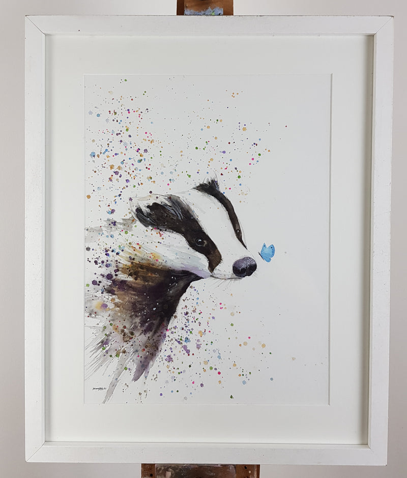 Badger & Butterfly Watercolour Painting - 'My Little Friend' 17" x 12"