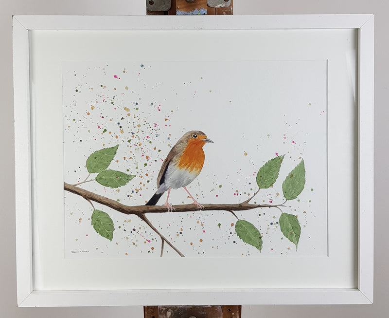 Robin Watercolour Painting - 'Bobbin' 17" x 12"