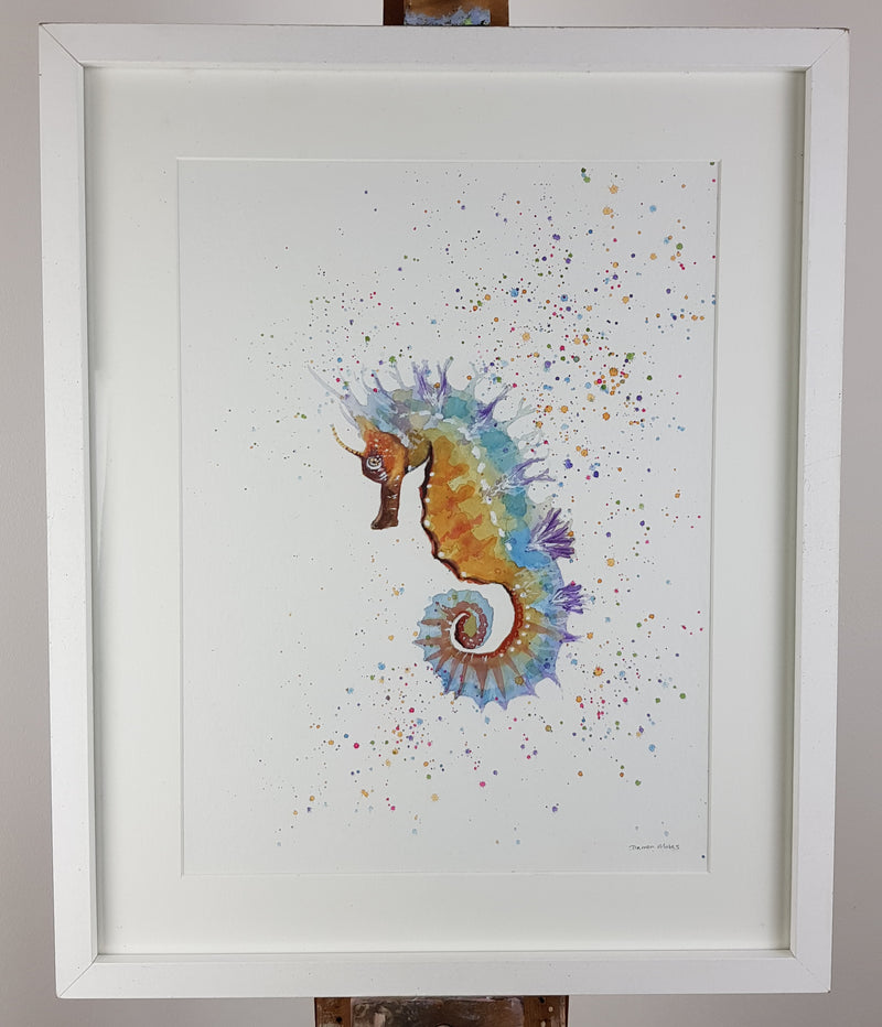 Seahorse Watercolour Painting - 'Sidney' 17" x 12"