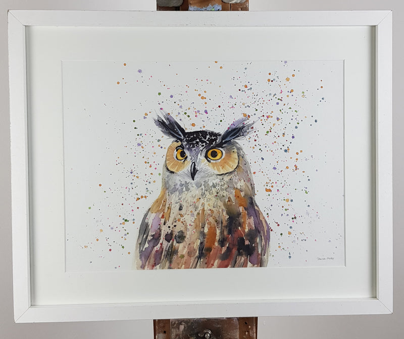 Owl Watercolour Painting - 'Ozzy' 17" x 12"