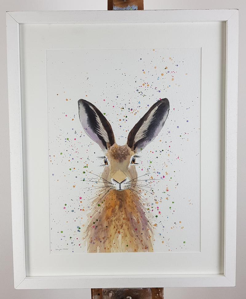 Hare Watercolour Painting - 'Lashes' 17" x 12"