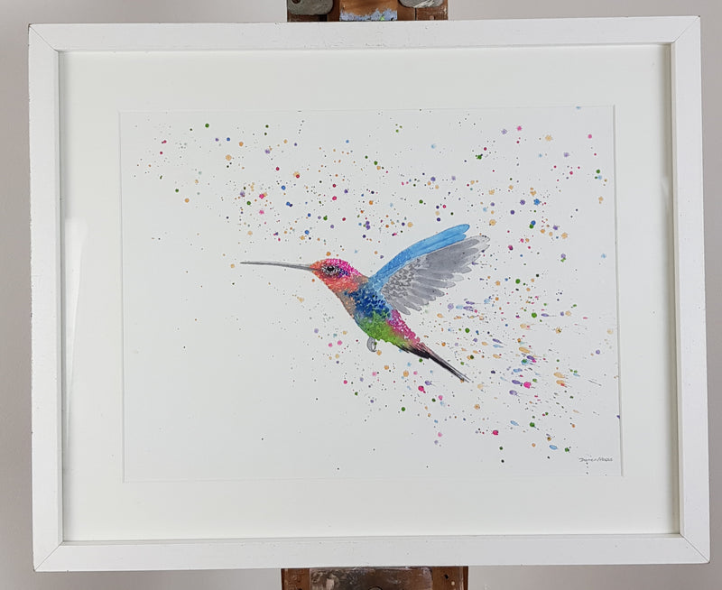 Hummingbird Watercolour Painting - 'Herbie' 17" x 12"