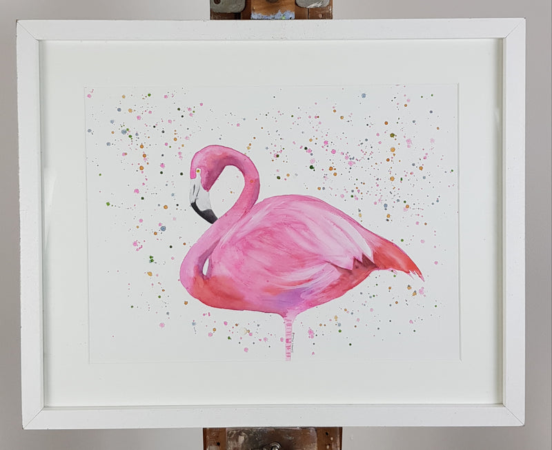 Flamingo Watercolour Painting - 'Florence' 17" x 12"