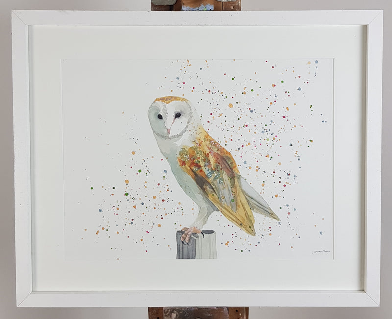 Owl Watercolour Painting - 'Barley' 17" x 12"