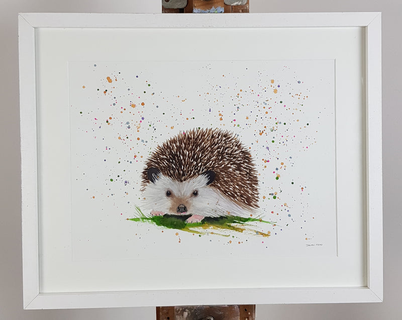 Hedgehog Watercolour Painting - 'Hugo' 17" x 12"